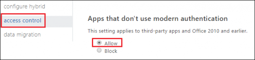 Backup O365 enabling non-modern auth protocols
