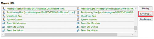 Backup saving mapping configuration