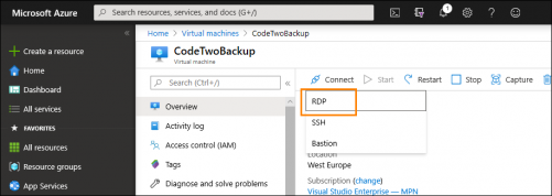 Backup - Install - Connect via RDP