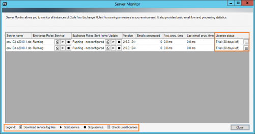 Server Monitor's legend.