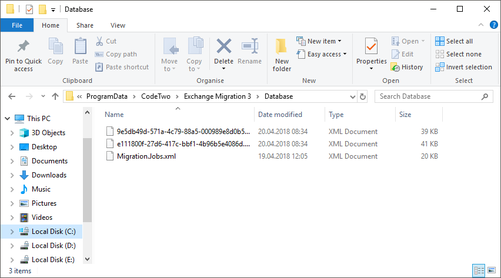 Exmigr ProgramData XML files