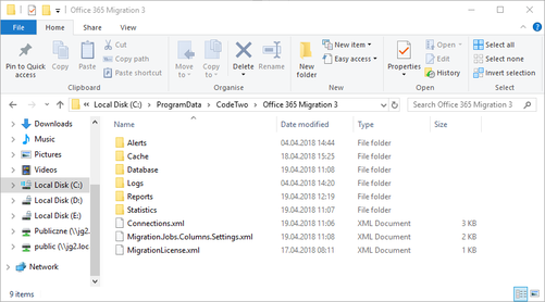 O365 Migr settings folders
