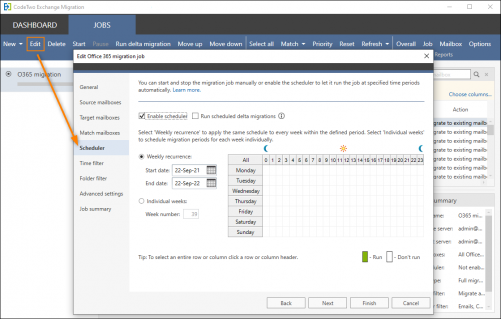 Exchange Migration - Opening scheduler