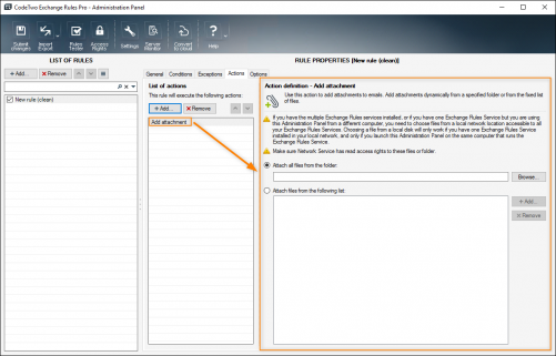 Properties pane of the Add attachment action.