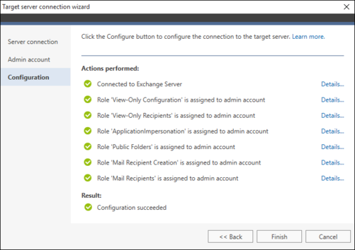 Exchange Migration target connection wizard 3