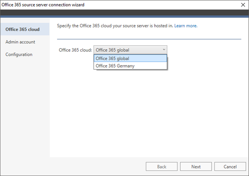 Office 365 Migration Office 365 source wizard 1a