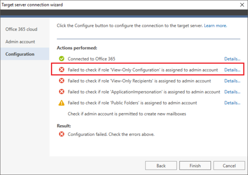 O365 Migration troubleshooting view-only conf fail