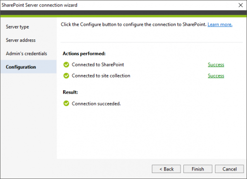 Backup SharePoint connection Configuration