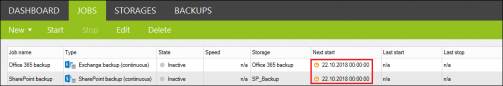 Backup trial checking next start