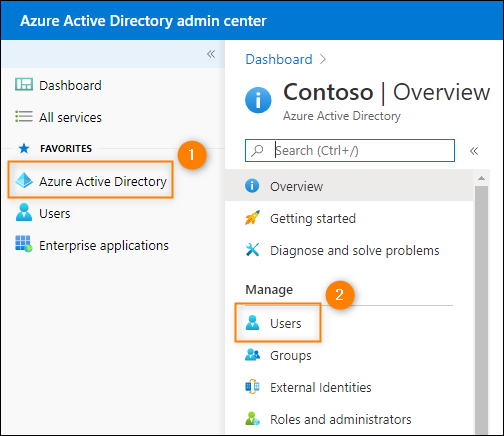 Accessing the Users page in Azure Active Directory.