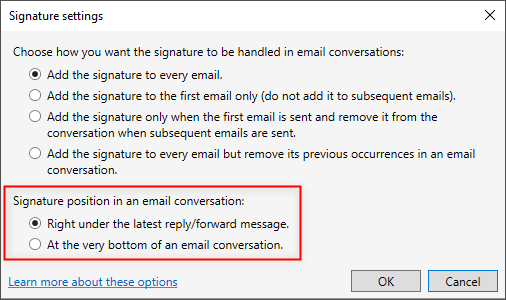 Editor - section settings (signature position)