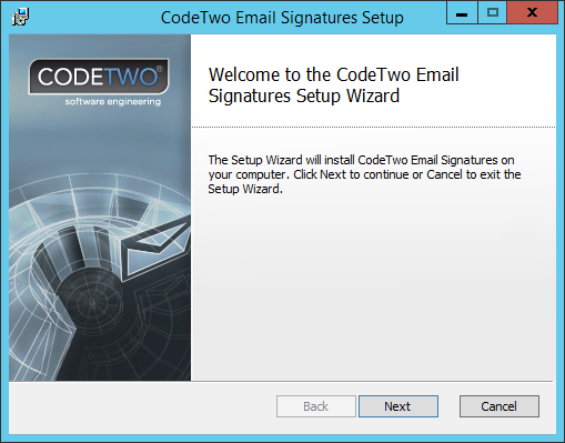 Email Signatures - Setup's 1st screen.