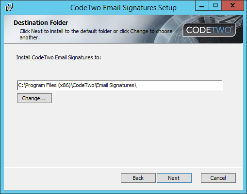 Email Signatures - Choose an installation path.