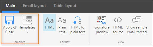 You can save and apply your signature template via the Templates button.