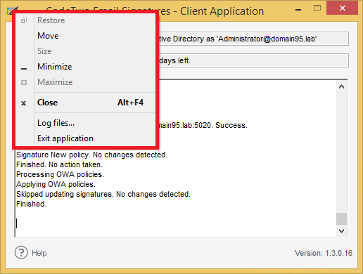 Email Signatures - Client app's context menu.