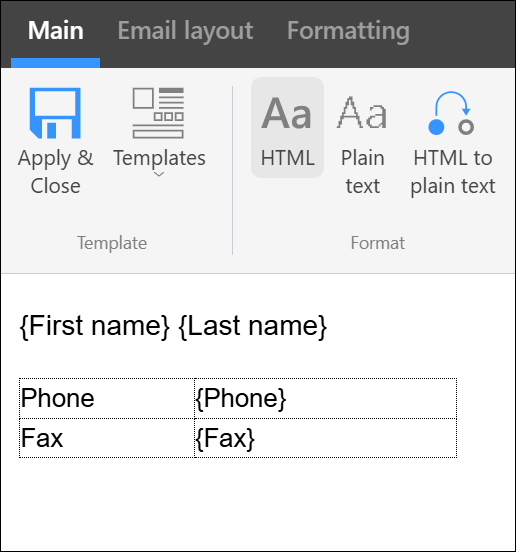 A sample signature based on a simple HTML table.