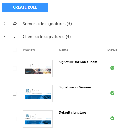 Be sure the names of your Outlook (client-side) signature rules are simple and descriptive.