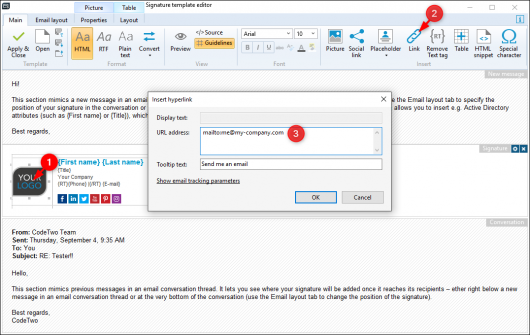 Editor - add a mailto hyperlink to an image