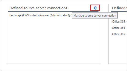 Accessing source server connections configured in CodeTwo migration software.