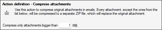 Setting the attachment file size limit below which the program will not compress.
