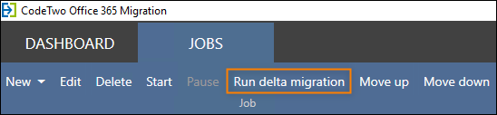 The Run delta migration feature available from the main menu.
