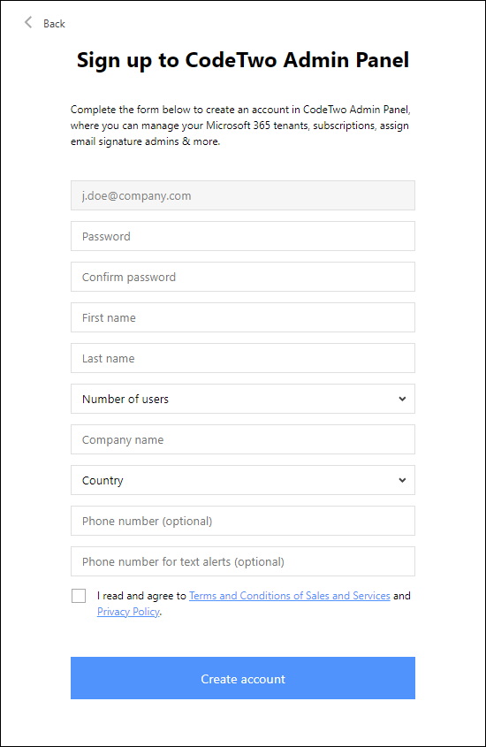 The registration form.