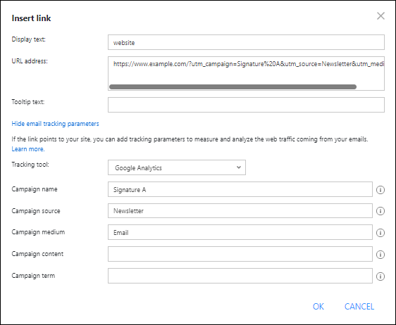 Tagging the hyperlink with UTM parameters