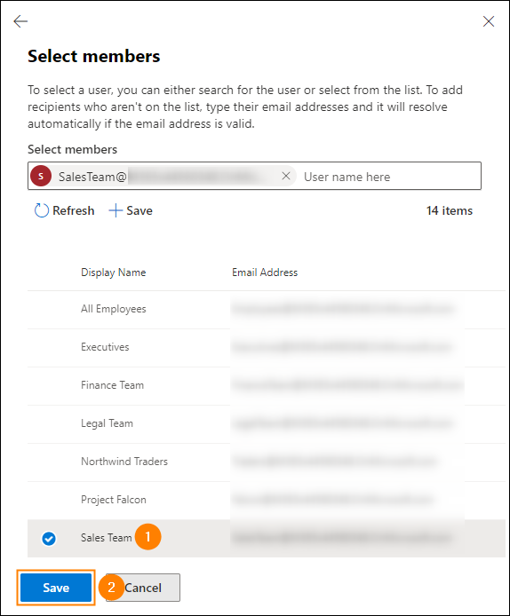 Selecting a group of users who will receive signatures.
