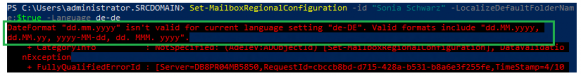 An error message in PowerShell containing supported date formats.