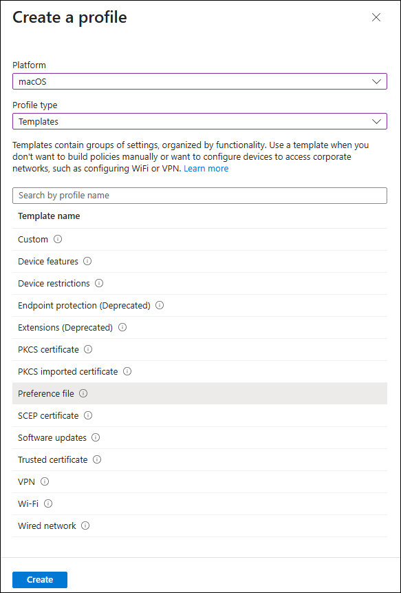 Choosing the right template for Outlook for Mac.