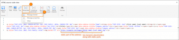 Adding placeholders to image address.