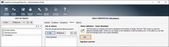 How to edit a signature in CodeTwo Exchange Rules & Exchange Rules Pro.