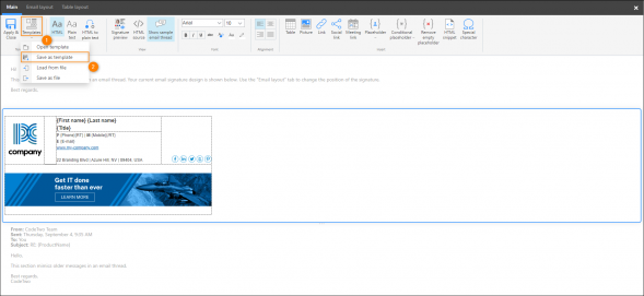 Saving the current signature as a template.