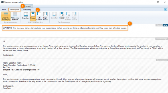 Adding the warning text to the signature template.