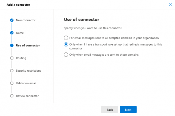 The message routing options in the connector configuration.