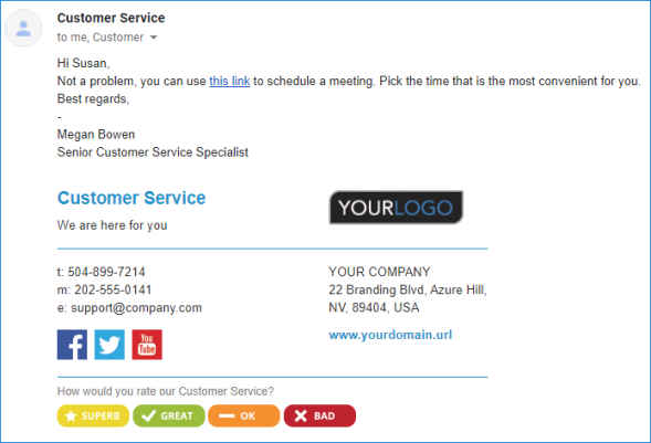 Sample email with both client and server signatures