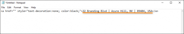 Physical address data pasted into the correct place of the snippet.