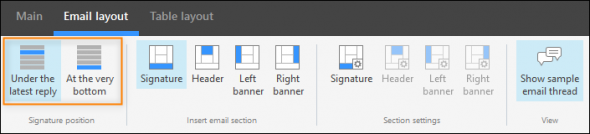 These buttons allow you to change the signature's position in an email thread.
