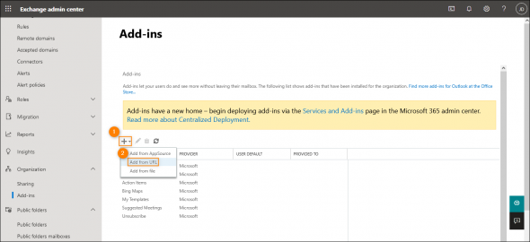 Selecting the location of the add-in.
