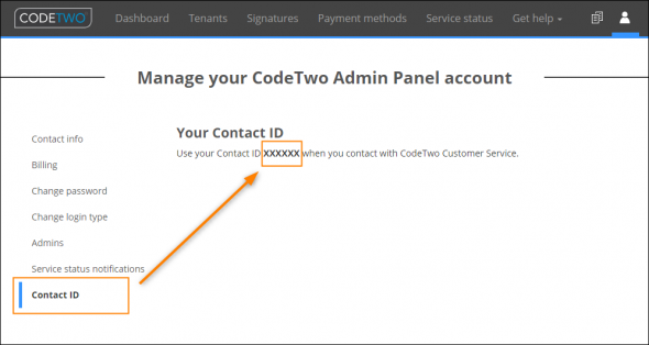 Opening the Contact ID page.