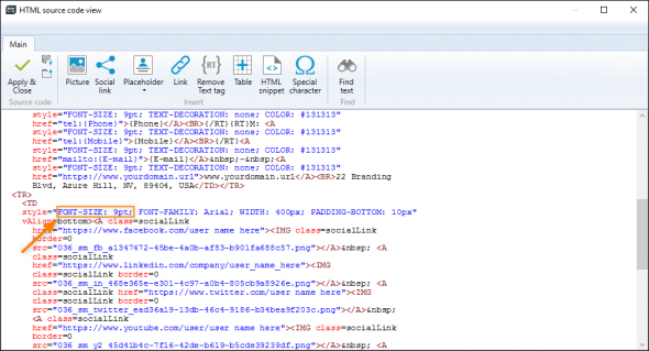 Finding the font-size property of a specific signature element.
