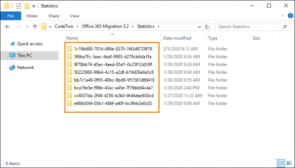 Deleting CodeTwo Office 365 Migration statistics files.