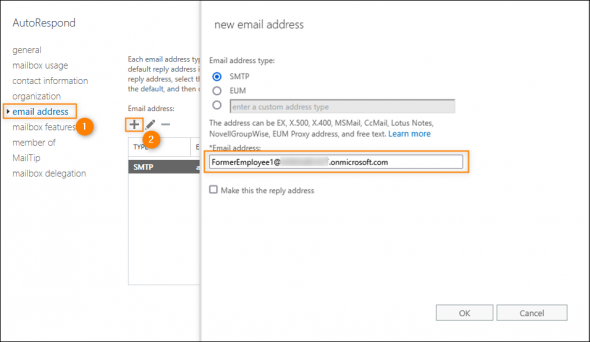 Adding a new email alias to a mailbox.