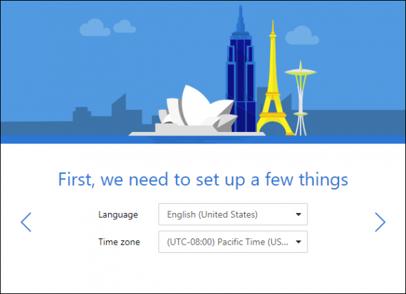 Setting up time zone and language in Outlook on the web.