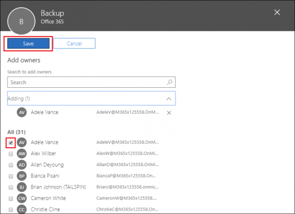 Adding owners to an Office 365 group