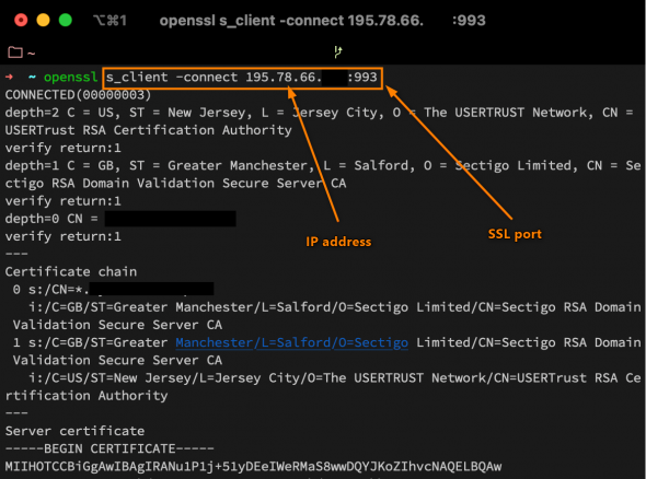Connecting to an IMAP server from a UNIX-based platform.