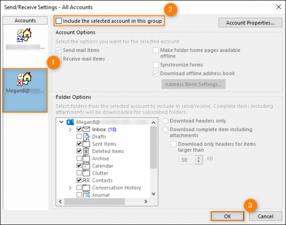 Excluding the send-only account from the All Accounts group.