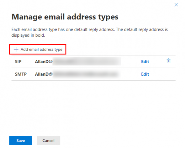 Adding a new SMTP address.