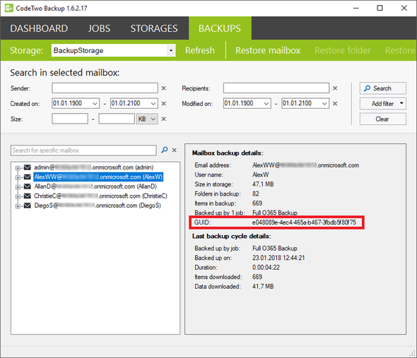 How to remove unnecessary mailboxes from a backup storage