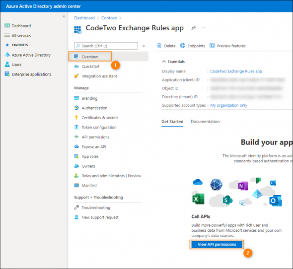 Accessing the API permissions page.
